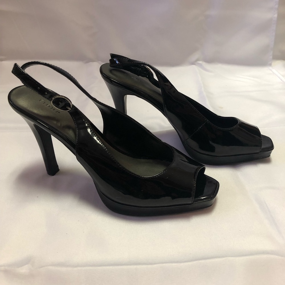 Shiny black high heels